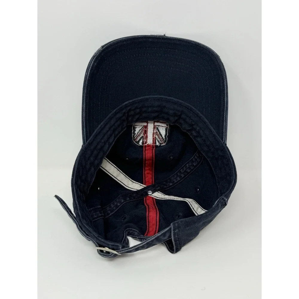 London England Flag Hat Cap Strap Back Blue Distressed One Size Adjustable‎